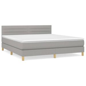 Κρεβάτι Boxspring με Στρώμα Ανοιχτό Γκρι 180x200 εκ. Υφασμάτινο