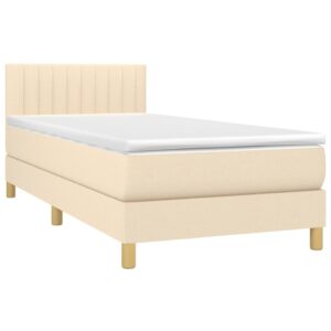 Κρεβάτι Boxspring με Στρώμα Κρεμ 90x200 εκ.Υφασμάτινο