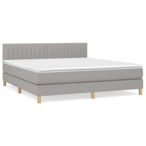 Κρεβάτι Boxspring με Στρώμα Ανοιχτό Γκρι 180x200 εκ. Υφασμάτινο