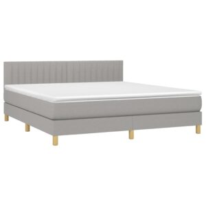 Κρεβάτι Boxspring με Στρώμα Ανοιχτό Γκρι 180x200 εκ. Υφασμάτινο