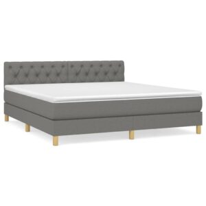 Κρεβάτι Boxspring με Στρώμα Σκούρο Γκρι 160x200 εκ Υφασμάτινο