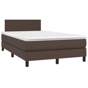 Κρεβάτι Boxspring με Στρώμα Καφέ 120x200εκ. από Συνθετικό Δέρμα