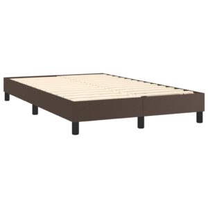 Κρεβάτι Boxspring με Στρώμα Καφέ 120x200εκ. από Συνθετικό Δέρμα