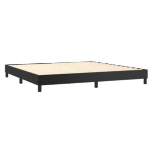 Κρεβάτι Boxspring με Στρώμα Μαύρο 200x200 εκ. Συνθετικό Δέρμα