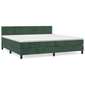 Κρεβάτι Boxspring με Στρώμα Σκούρο Πράσινο 200x200εκ. Βελούδινο