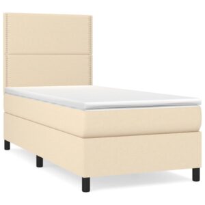 Κρεβάτι Boxspring με Στρώμα Κρεμ 80 x 200 εκ. Υφασμάτινο