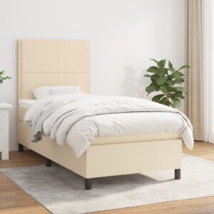 Κρεβάτι Boxspring με Στρώμα Κρεμ 80 x 200 εκ. Υφασμάτινο