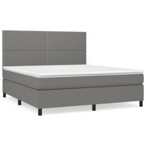 Κρεβάτι Boxspring με Στρώμα Σκούρο Γκρι 180x200 εκ Υφασμάτιν