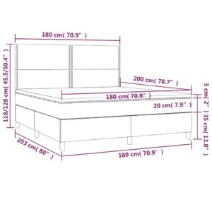 Κρεβάτι Boxspring με Στρώμα Σκούρο Γκρι 180x200 εκ Υφασμάτιν