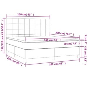 Κρεβάτι Boxspring με Στρώμα Σκούρο Καφέ 160x200 εκ Υφασμάτινο