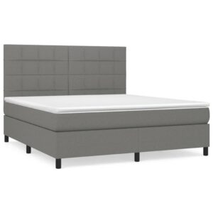 Κρεβάτι Boxspring με Στρώμα Σκούρο Γκρι 180x200 εκ Υφασμάτιν