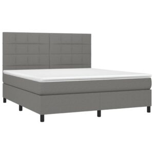 Κρεβάτι Boxspring με Στρώμα Σκούρο Γκρι 180x200 εκ Υφασμάτιν