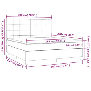 Κρεβάτι Boxspring με Στρώμα Σκούρο Γκρι 180x200 εκ Υφασμάτιν