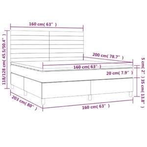 Κρεβάτι Boxspring με Στρώμα Σκούρο Καφέ 160x200 εκ Υφασμάτινο