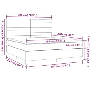 Κρεβάτι Boxspring με Στρώμα Σκούρο Γκρι 180x200 εκ Υφασμάτιν