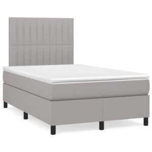 Κρεβάτι Boxspring με Στρώμα Ανοιχτό Γκρι 120x200 εκ. Υφασμάτινο