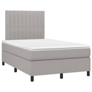 Κρεβάτι Boxspring με Στρώμα Ανοιχτό Γκρι 120x200 εκ. Υφασμάτινο