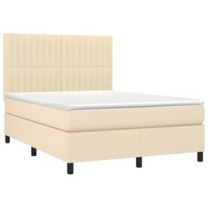 Κρεβάτι Boxspring με Στρώμα Κρεμ 140x200 εκ. Υφασμάτινο