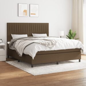 Κρεβάτι Boxspring με Στρώμα Σκούρο Καφέ 160x200 εκ Υφασμάτινο