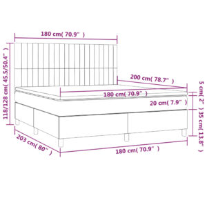 Κρεβάτι Boxspring με Στρώμα Σκούρο Γκρι 180x200 εκ Υφασμάτιν