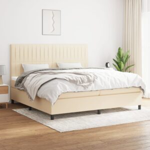 Κρεβάτι Boxspring με Στρώμα Κρεμ 200x200 εκ. Υφασμάτινο