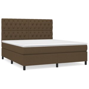 Κρεβάτι Boxspring με Στρώμα Σκούρο Καφέ 160x200 εκ Υφασμάτινο