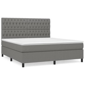 Κρεβάτι Boxspring με Στρώμα Σκούρο Γκρι 180x200 εκ Υφασμάτιν