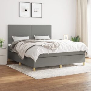 Κρεβάτι Boxspring με Στρώμα Σκούρο Γκρι 180x200 εκ Υφασμάτιν