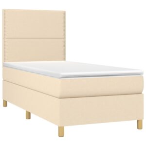 Κρεβάτι Boxspring με Στρώμα Κρεμ 80 x 200 εκ. Υφασμάτινο