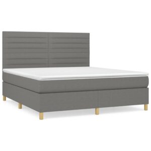 Κρεβάτι Boxspring με Στρώμα Σκούρο Γκρι 180x200 εκ Υφασμάτιν