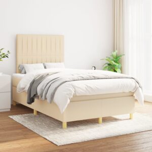 Κρεβάτι Boxspring με Στρώμα Κρεμ 120x200 εκ. Υφασμάτινο