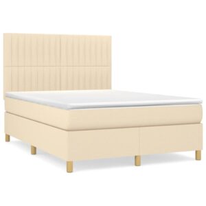 Κρεβάτι Boxspring με Στρώμα Κρεμ 140x200 εκ. Υφασμάτινο