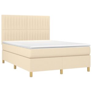 Κρεβάτι Boxspring με Στρώμα Κρεμ 140x200 εκ. Υφασμάτινο