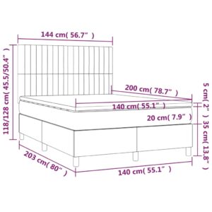 Κρεβάτι Boxspring με Στρώμα Κρεμ 140x200 εκ. Υφασμάτινο