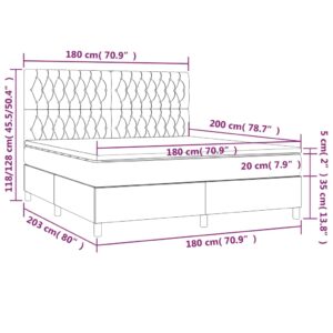 Κρεβάτι Boxspring με Στρώμα Σκούρο Γκρι 180x200 εκ Υφασμάτιν