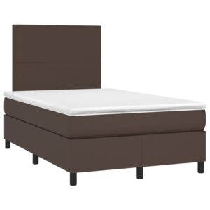 Κρεβάτι Boxspring με Στρώμα Καφέ 120x200εκ. από Συνθετικό Δέρμα