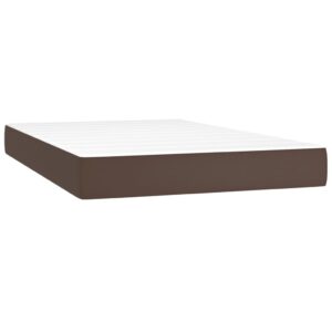 Κρεβάτι Boxspring με Στρώμα Καφέ 120x200εκ. από Συνθετικό Δέρμα