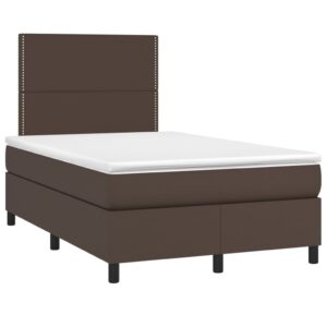 Κρεβάτι Boxspring με Στρώμα Καφέ 120x200εκ. από Συνθετικό Δέρμα