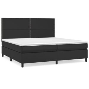 Κρεβάτι Boxspring με Στρώμα Μαύρο 200x200 εκ. Συνθετικό Δέρμα