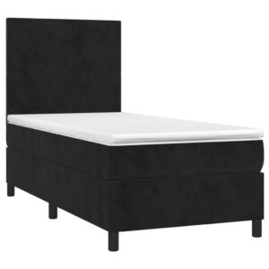 Κρεβάτι Boxspring με Στρώμα Μαύρο 90x200 εκ. Βελούδινο