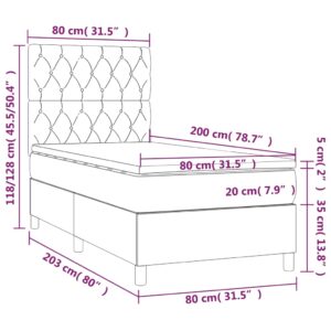 Κρεβάτι Boxspring με Στρώμα Μαύρο 80 x 200 εκ. Βελούδινο