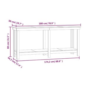 Πάγκος Εργασίας Γκρι 180 x 50 x 80 εκ. από Μασίφ Ξύλο Πεύκου