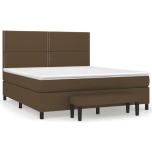 Κρεβάτι Boxspring με Στρώμα Σκούρο Καφέ 160x200 εκ Υφασμάτινο