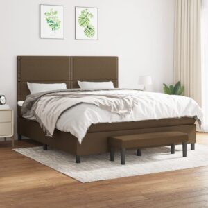 Κρεβάτι Boxspring με Στρώμα Σκούρο Καφέ 160x200 εκ Υφασμάτινο