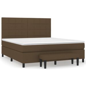 Κρεβάτι Boxspring με Στρώμα Σκούρο Καφέ 160x200 εκ Υφασμάτινο