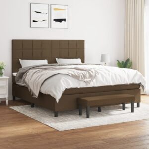 Κρεβάτι Boxspring με Στρώμα Σκούρο Καφέ 160x200 εκ Υφασμάτινο