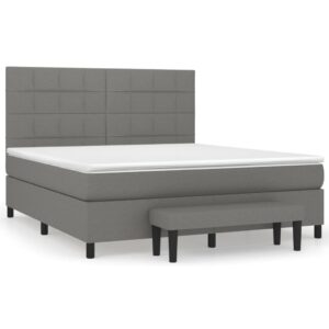 Κρεβάτι Boxspring με Στρώμα Σκούρο Γκρι 180x200 εκ Υφασμάτιν