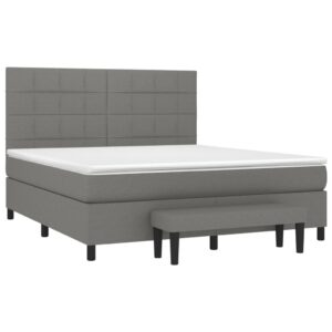 Κρεβάτι Boxspring με Στρώμα Σκούρο Γκρι 180x200 εκ Υφασμάτιν