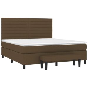 Κρεβάτι Boxspring με Στρώμα Σκούρο Καφέ 160x200 εκ Υφασμάτινο