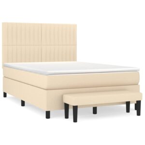 Κρεβάτι Boxspring με Στρώμα Κρεμ 140x200 εκ. Υφασμάτινο